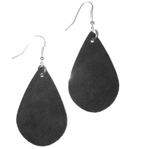 Black suede tear drop earrings
